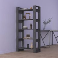 Berkfield Home Book Cabinet/Room Divider Grey 80x35x160 cm Solid Wood | Size: 80 x 35 x 160 cm