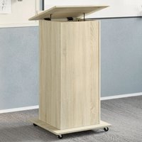 Berkfield Home Lectern with Wheels & Drawer Sonoma Oak 55x55x107 cm Engineered Wood in Brown | Size: 55 x 55 x 107 cm