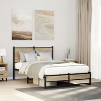 Metal Bed Frame without Mattress Sonoma Oak 120x190 cm Small Double