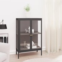 Berkfield Home Sideboard Anthracite 75x35x105 cm Steel & Glass in Black | Size: 75 x 35 x 105 cm