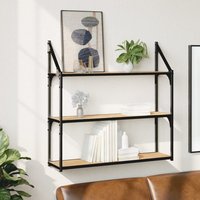 Berkfield Home 3-Tier Wall Shelf Sonoma Oak 80x21x78.5 cm Engineered Wood in Brown