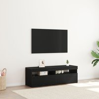 Berkfield Home TV Cabinet with LED Black Oak 120x35x40 cm Engineered Wood | Size: 120 x 35 x 40 cm