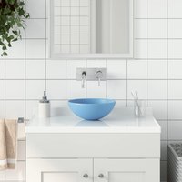 Berkfield Home Bathroom Sink Ceramic Light Blue Round