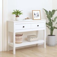 Berkfield Home Console Table White 100x35x75 cm Solid Wood Pine | Size: 100 x 35 x 75 cm