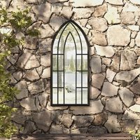 Berkfield Home Garden Mirror Black 100x45 cm Iron for Outdoor Use
