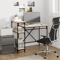 Berkfield Home Desk with Shelves Sonoma Oak 105x50x90 cm Engineered Wood&Iron in Brown | Size: 105 x 50 x 90 cm