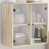 Berkfield Home Wall Cabinet with Glass Doors Sonoma Oak 68x37x68.5 cm in Brown