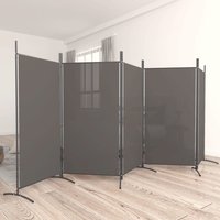 Berkfield Home 5-Panel Room Divider Anthracite 433x180 cm Fabric in Black