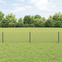 Berkfield Home Chain Link Fence with 10 U Posts Grey 0.4x10 m Steel