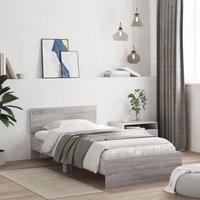 Berkfield Home Bed Frame without Mattress with Headboard Grey Sonoma 100x200 cm