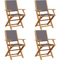 Folding Garden Chairs 4 pcs Anthracite Fabric & Solid Wood