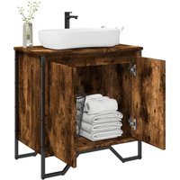 Berkfield Home Bathroom Sink Cabinet Smoked Oak 60x35x60 cm Engineered Wood | Size: 60 x 35 x 60 cm