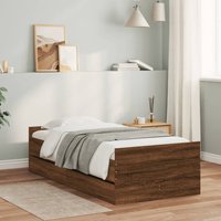 Bed Frame Drawers Oak 90x190 cm Single