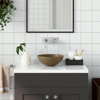 Berkfield Home Bathroom Sink Ceramic Matt Cream Round