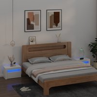 Berkfield Home Bedside Cabinets 2 pcs with LEDs White 60x35x40 cm | Size: 60 x 35 x 40 cm