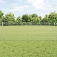 Berkfield Home Welded Wire Fence with 5 U Posts Silver 0.8x10 m Steel