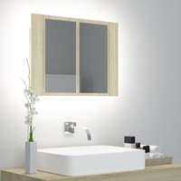 Berkfield Home LED Bathroom Mirror Cabinet Sonoma Oak 60x12x45 cm in Brown | Size: 60 x 12 x 45 cm