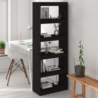 Berkfield Home Book Cabinet/Room Divider Black 60x30x167.5 cm Solid Wood Pine
