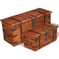 Berkfield Home Two Piece Storage Chest Set Solid Wood in Brown