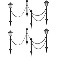 Solar Lights 4 pcs Chain Fence & Poles