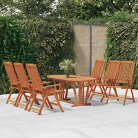 Berkfield Home 7 Piece Garden Dining Set Solid Wood Eucalyptus in Brown