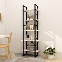 Berkfield Home 5-Tier Book Cabinet White 60x30x175 cm Pinewood | Size: 60 x 30 x 175 cm