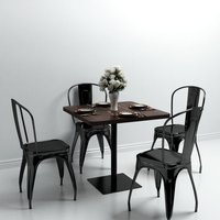 Berkfield Home Bistro Table MDF & Steel Square 80x80x75 cm Dark Ash in Brown | Size: 80 x 80 x 75 cm