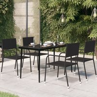 Berkfield Home Garden Dining Table Black 140x70x74 cm Steel & Glass | Size: 140 x 70 x 74 cm