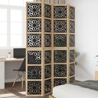Berkfield Home Room Divider 4 Panels Brown & Black Solid Wood Paulownia