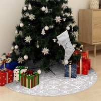 Berkfield Home Luxury Christmas Tree Skirt with Sock White 122 cm Fabric