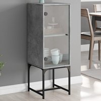 Side Cabinet Glass Doors Concrete 35x37x100 cm x 37 x 100 cm