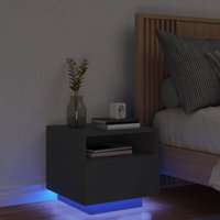Berkfield Home Bedside Cabinet with LED Lights Black 40x39x37 cm | Size: 40 x 39 x 37 cm