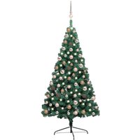 Berkfield Home Artificial Half Pre-lit Christmas Tree with Ball Set Green 150 cm