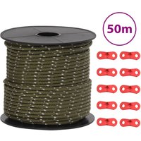 Berkfield Home Tent Guy Rope with Reflective Strips & Spanners 50 m 4 mm in Green