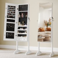 Dprodo Standing Jewelry Armoire Cabinet with Full Length Mirror in White | Size: 1 Pack