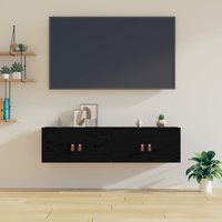 Berkfield Home Wall Cabinets 2 pcs Black 60x30x30 cm Solid Wood Pine | Size: 60 x 30 x 30 cm