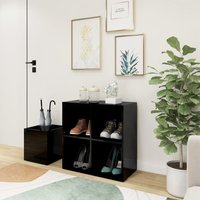 Berkfield Home Hall Shoe Cabinet High Gloss Black 105x35.5x70 cm Engineered Wood