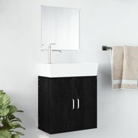 Berkfield Home 2 Piece Bathroom Furniture Set Black Engineered Wood