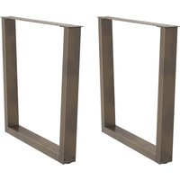 Berkfield Home Dining Table Legs V-Shape 2 pcs Natural Steel 90x(72-73.3) cm Steel in Brown