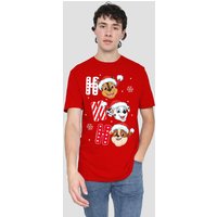 Paw Patrol Chase Marshall Rubble Christmas Santa Hats Unisex Adult Heather T-Shirt, Red Heather | Size: Small