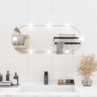 Berkfield Home Wall Mirror with LED Lights 35x80 cm Glass Oval in Silver
