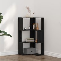 Berkfield Home Corner Bookcase 3-Tier Black Oak 50x50x102 cm Engineered Wood | Size: 50 x 50 x 102 cm