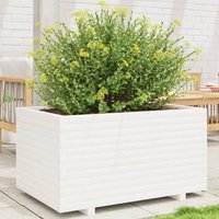 Berkfield Home Garden Planter White 90x60x49.5 cm Solid Wood Pine