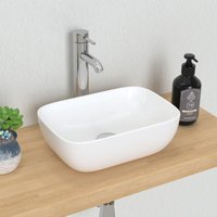 Dprodo Bathroom Small Vessel Sink White Ceramic Sink Bowl | Size: 400mm x 830mm