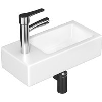 Small Wall Mount Wash Hand Basin Rectangle Left Hand 400mm x 830mm