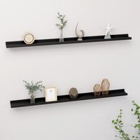 Berkfield Home Wall Shelves 2 pcs Black 115x9x3 cm | Size: 115 x 9 x 3 cm