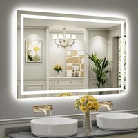 Dprodo LED Backlit & Front Bathroom Mirror with Lights in White | Size: 1 Pack