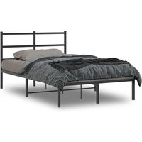 Berkfield Home Metal Bed Frame without Mattress with Headboard Black 120x190cm | Size: 120x190 cm