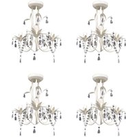 Berkfield Home Crystal Pendant Ceiling Lamp Chandeliers 4 pcs Elegant White