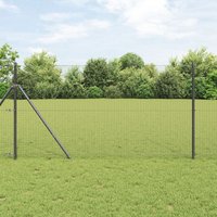Berkfield Home Welded Wire Fence with 13 Posts Grey 1x25 m Steel